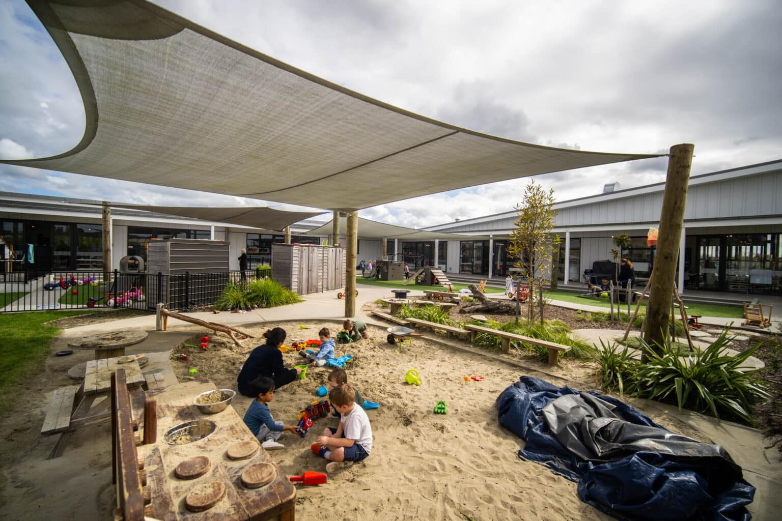 Sand pits are present in adventure playground design.