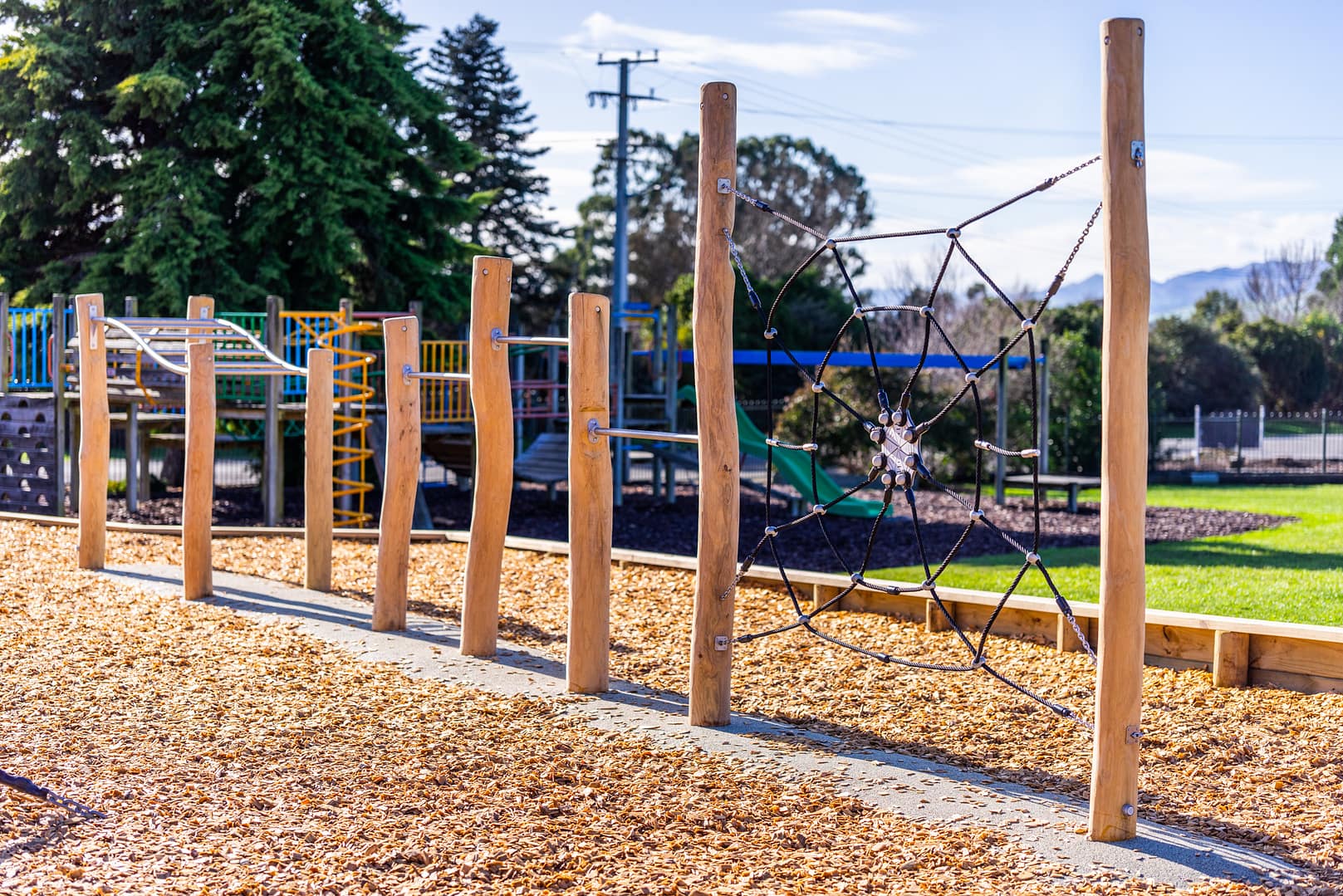 natural play equipment in Hurunui College Playground