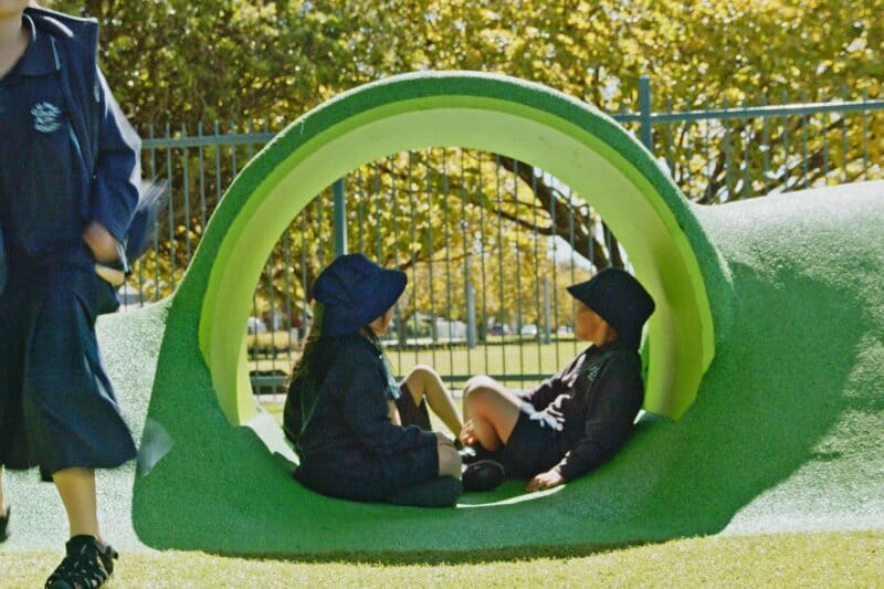Proper shade prevent wet pour rubber surfacing from getting hot.