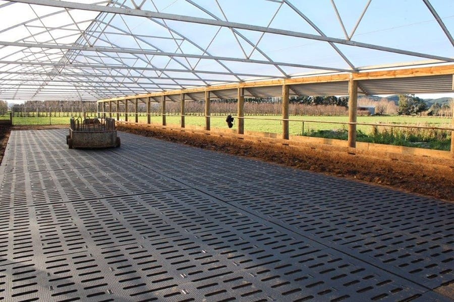 rubber slatmats installed in a herdhome shelter