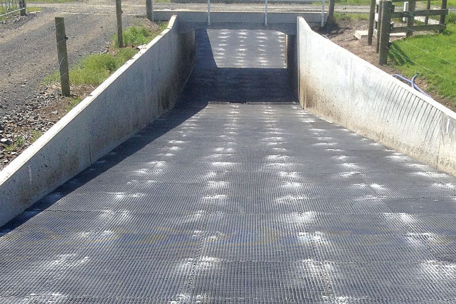 doublestud mat installed on a dairy underpass