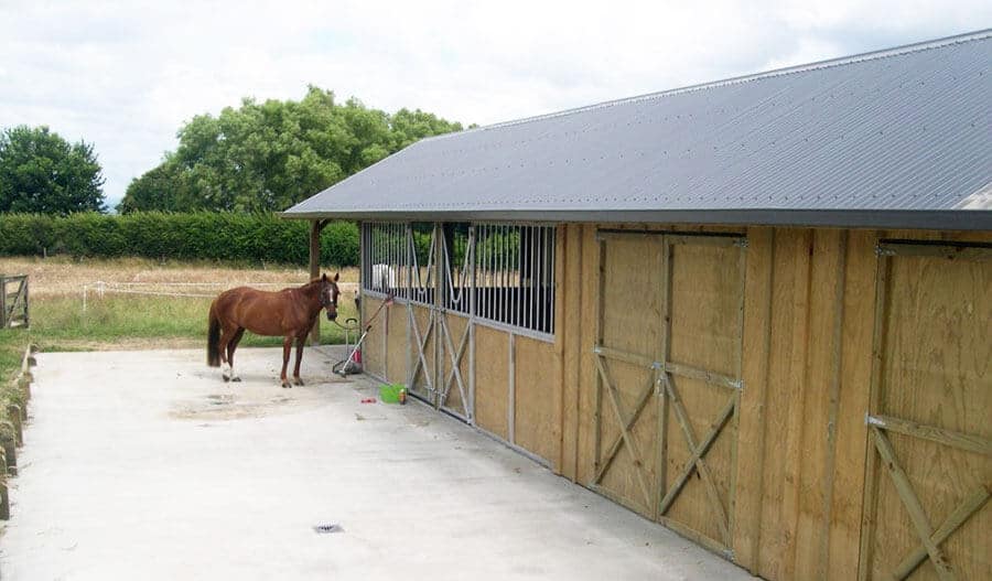 Stable with concrete flooring